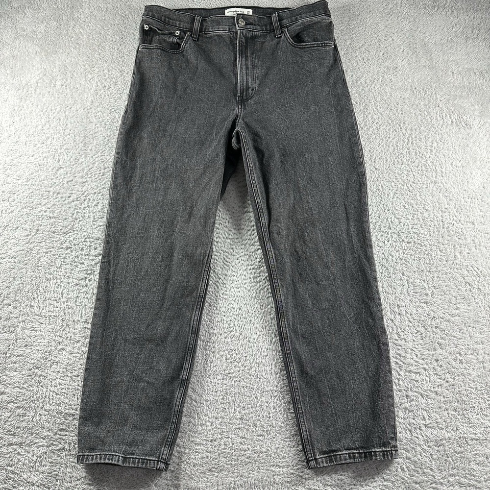 Abercrombie Fitch High Rise Jeans Womens 10 Black Faded The Mom Retro Loose